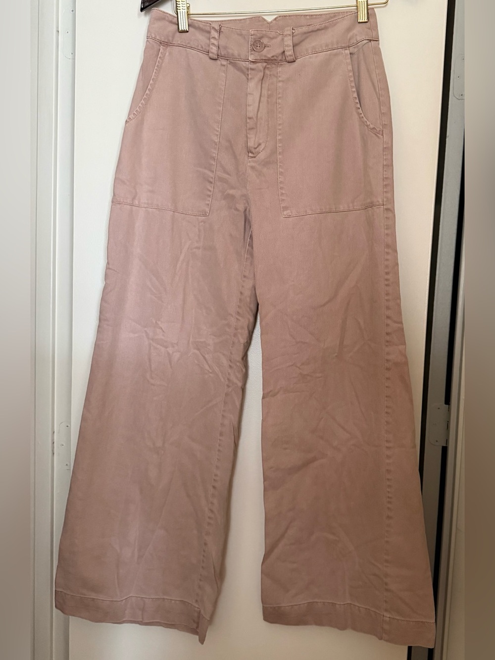 Joie Women’s High-Rise Wide-Leg Pants Size 4 Light Pink Denim Lyocell/Cotton